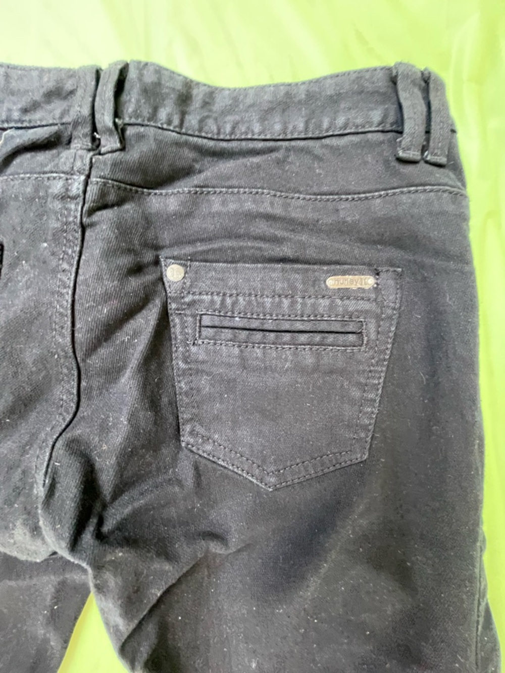 LOW RISE BOOT CUT HURLEY BLACK JEANS Y2K VINTAGE SIZE 0 JUNIORS - Picture 7 of 12